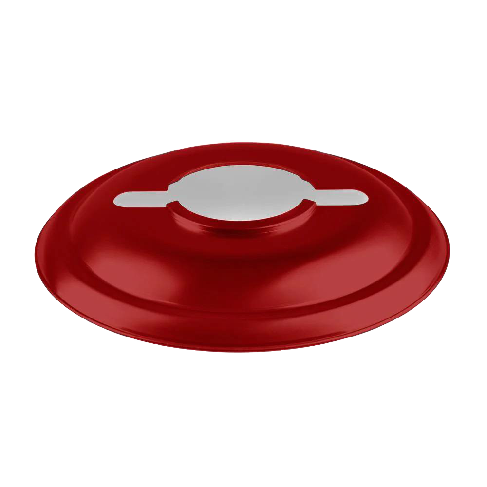 Handcrafted steel reflector shade in vibrant red, designed to direct light downward and reduce glare for oil lanterns, featured in Lamps & Lighting, Emergency Supplies, Oil Lamps, and Best Sellers collections.
