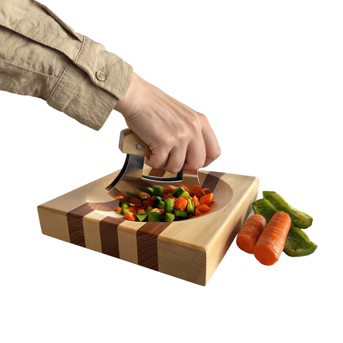 Lehman's Kitchen Double-Bladed Ulu Knife & Bowl Set