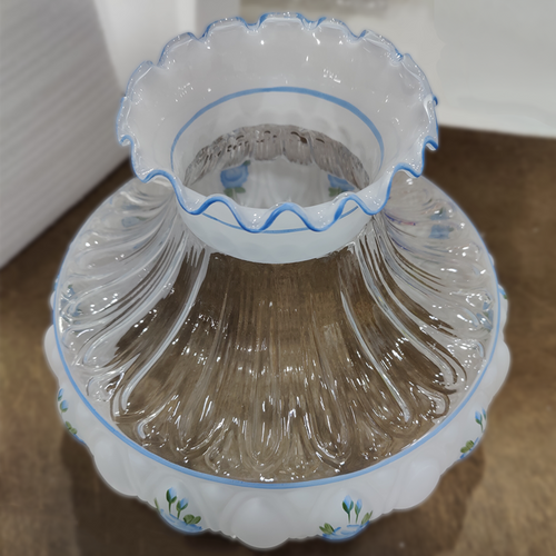 Aladdin Blue Rose Glass Oil Lamp Shade