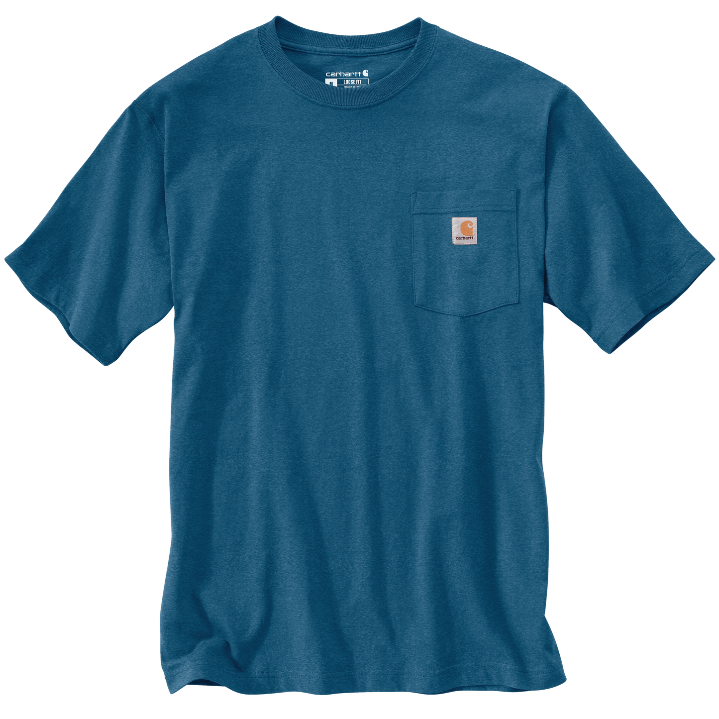 Handcrafted heavyweight cotton short-sleeve pocket t-shirt in deep blue with rib-knit crewneck and durable side-seam construction, perfect for Health & Wellness, Clothing and Accessories, Best Sellers, and Promo Eligible collections.