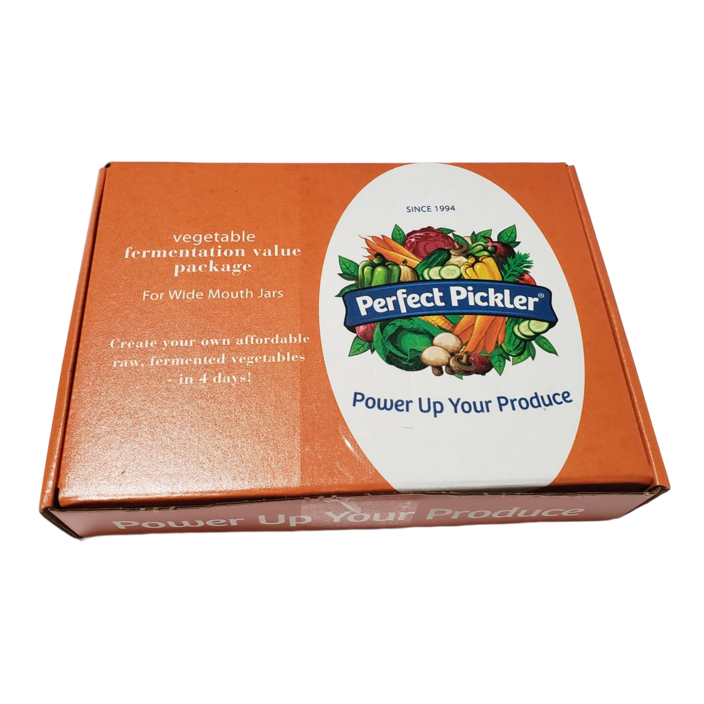 Handcrafted Perfect Pickler fermentor value kit box showcasing vegetable fermentation for wide mouth jars, designed for Kitchen & Food, Food Preservation, Fermenting and Pickling, Kitchen Gadgets, and USA Made collections.