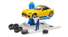 Bruder Toys bworld Car Service Centre with Roadster