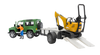 Bruder Toys Land Rover Defender with Trailer & JCB Excavator