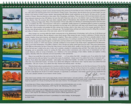 America's Amish Country 2027 Wall Calendar - 12"x18"