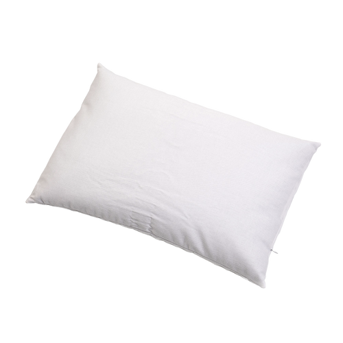 Handcrafted white pillow with a smooth cover, naturally contoured for supportive comfort, made in USA, featured in Home & Decor, Home Textiles, USA Made, Best Sellers, and Promo Eligible collections.