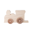 Handcrafted wooden train engine with natural finish and rounded wheels, Amish made in the USA, perfect for indoor play and children's toys collections.