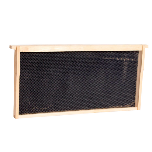 Handcrafted Amish made deep wood bee frame with heavy waxed plastic foundation, durable for beekeeping, fitting 5, 8, and 10-frame hives, part of USA Made and Beekeeping Supplies collections.