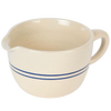 Handcrafted stoneware batter bowl in cream with two blue stripes, durable and functional for Kitchen & Food, Cookware, Baking Supplies, USA Made, Best Sellers, Promo Eligible collections.