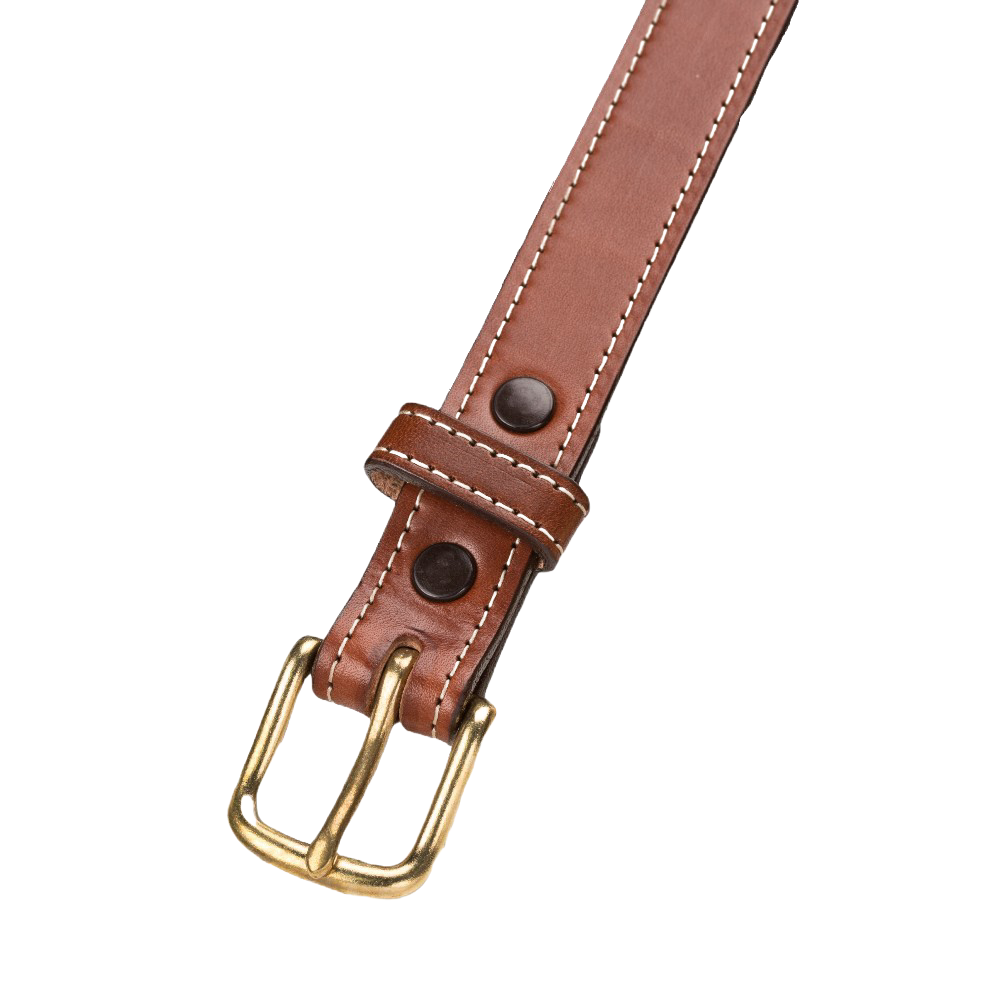 Handcrafted Amish made dressy leather belt in genuine English bridle leather, rich brown color with fine stitching and brass buckle, featured in USA Made, Clothing and Accessories, and Best Sellers collections.