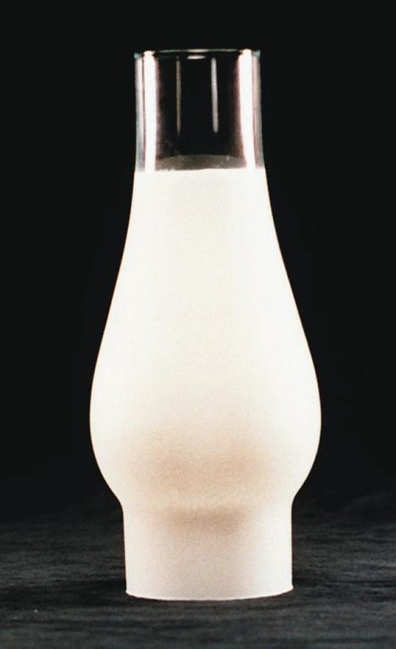 Clear glass chimney with a 2-5/8 inch base and rounded bulge, handcrafted for oil lamps, featured in Lamps & Lighting, Parts and Accessories, Chimneys and Globes, Best Sellers, and Promo Eligible collections.