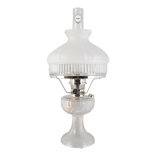 Handcrafted clear oil lamp with frosted white top shade and glass base, bright enough for reading, ideal for Farm, Garden & Tool, Lamps & Lighting, Emergency Supplies, and Best Sellers collections.