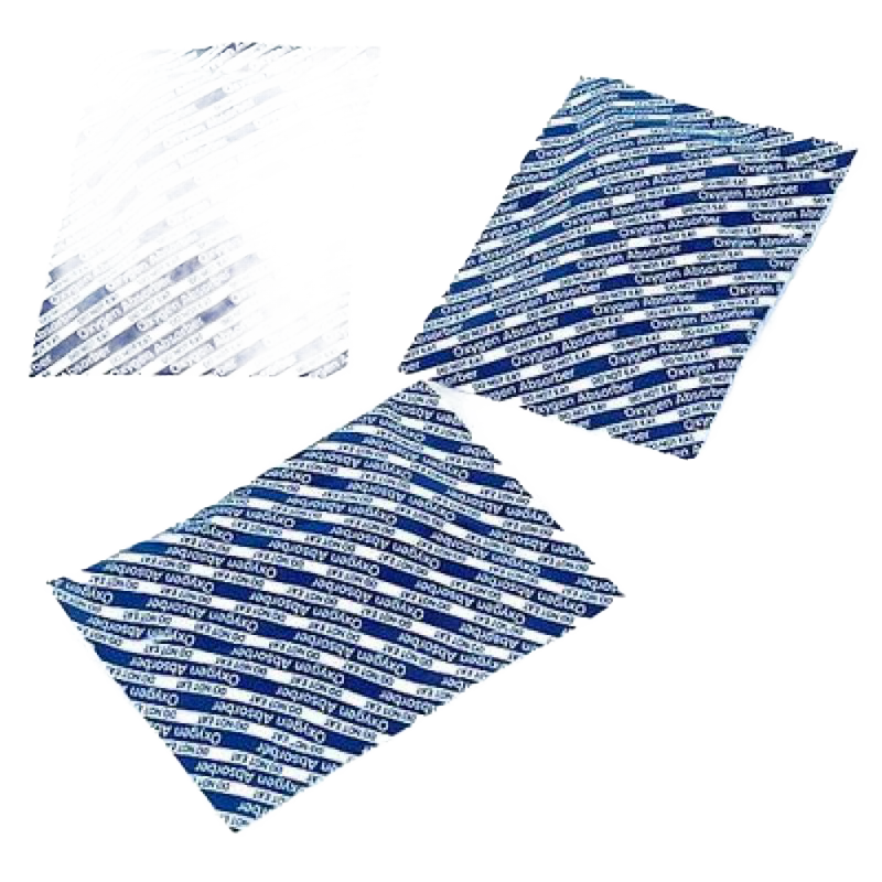 Set of three blue and white oxygen absorber packets designed for preserving dry foods in kitchen and grain storage, featured in Best Sellers and Bread Making Supplies collections.