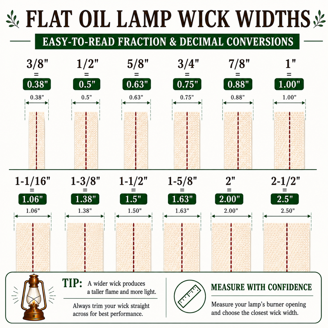 Flat Wicks for Oil Lamps