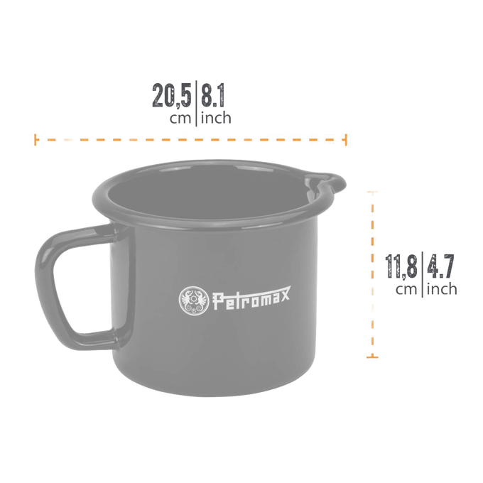 Lightweight enameled steel milk pot with handle and pour spout, designed for camping and outdoor kitchens, part of Farm, Garden & Tool, Kitchen & Food, Camping, Cookware, Pots and Pans, and Best Sellers collections.
