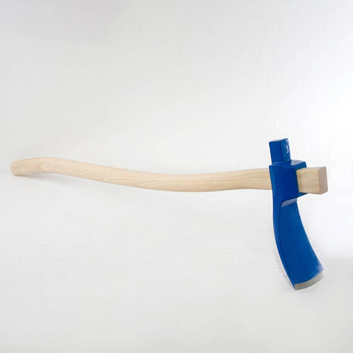 Handcrafted foot adze with a smooth natural wood handle and fine German-steel blue blade, designed for restoration work and featured in Farm, Garden & Tool, Farm Tools, Hand Tools and Hardware, and Best Sellers collections.