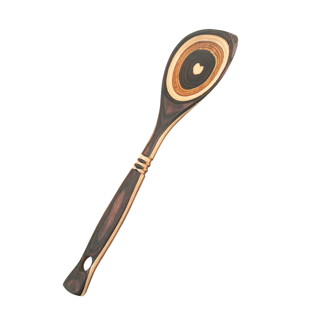 Colorful pakkawood corner spoon with a sturdy, ergonomic handle featuring vibrant, layered patterns, part of Kitchen & Food, Kitchen Gadgets, Cooking and Baking Helpers, Storage and Serving, Best Sellers, and Promo Eligible collections.