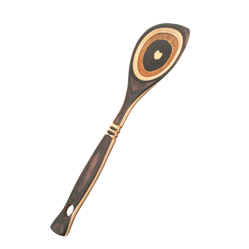 Colorful pakkawood corner spoon with a sturdy, ergonomic handle featuring vibrant, layered patterns, part of Kitchen & Food, Kitchen Gadgets, Cooking and Baking Helpers, Storage and Serving, Best Sellers, and Promo Eligible collections.