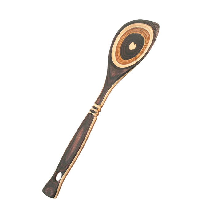 Colorful pakkawood corner spoon with a sturdy, ergonomic handle featuring vibrant, layered patterns, part of Kitchen & Food, Kitchen Gadgets, Cooking and Baking Helpers, Storage and Serving, Best Sellers, and Promo Eligible collections.