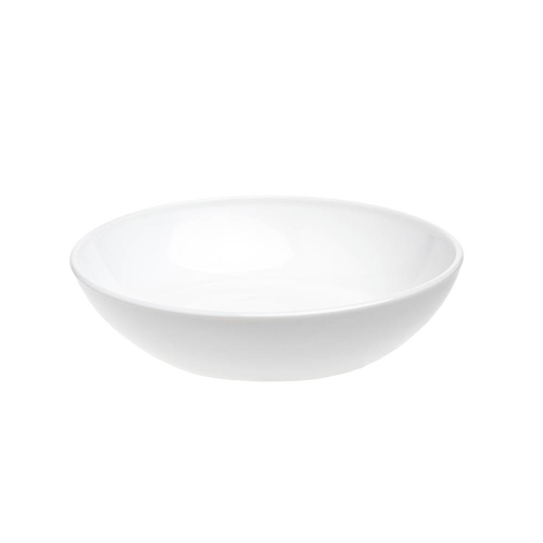 Handcrafted white glass bowl with a smooth finish and 7-inch diameter, made in the USA, featured in Kitchen & Food, Dinnerware, Storage and Serving, and USA Made collections.