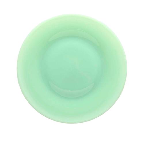 Round pale green handcrafted glass plate with a smooth finish, made in the USA for Kitchen & Food, Storage and Serving, USA Made, Best Sellers, and Promo Eligible collections.