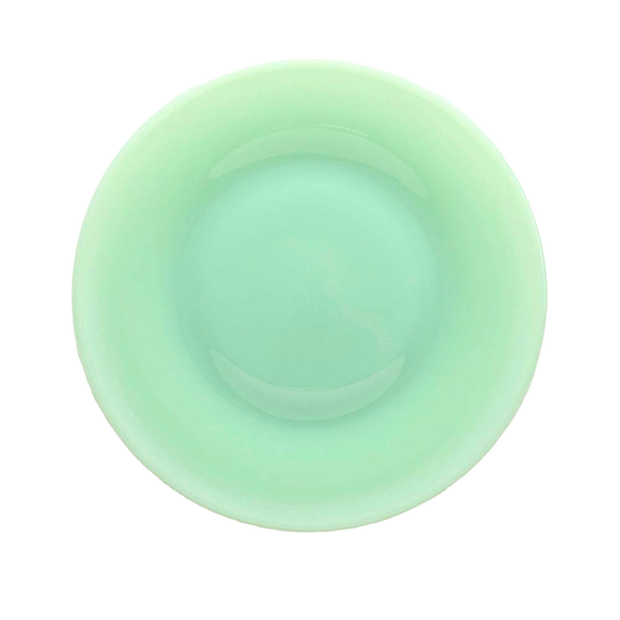 Round pale green handcrafted glass plate with a smooth finish, made in the USA for Kitchen & Food, Storage and Serving, USA Made, Best Sellers, and Promo Eligible collections.