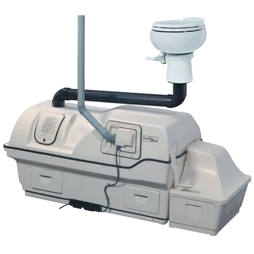 High-capacity composting toilet system with autoflow technology, featuring a drum design and separate collection chamber, suited for Appliances, Composting Toilets, Best Sellers, and All Stoves & Appliances collections.