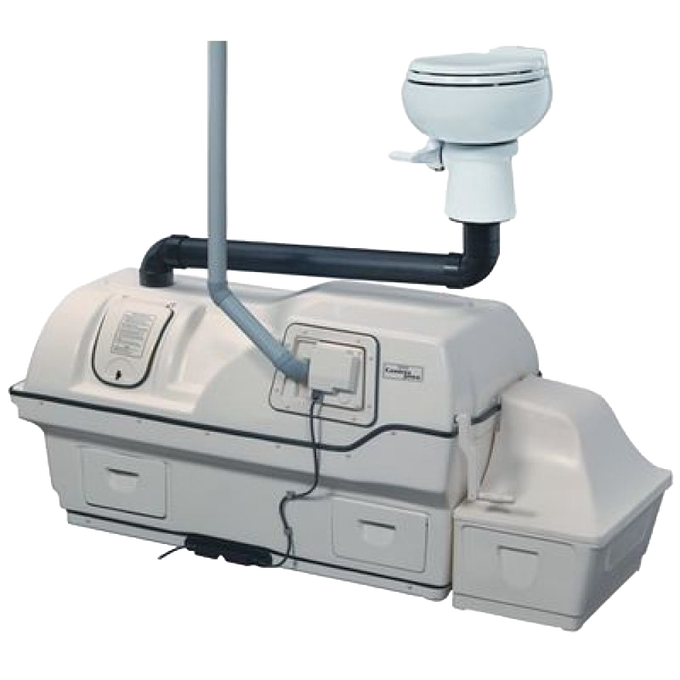 High-capacity composting toilet system with autoflow technology, featuring a drum design and separate collection chamber, suited for Appliances, Composting Toilets, Best Sellers, and All Stoves & Appliances collections.