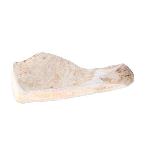 Natural split deer antler dog chew piece with smooth texture and neutral tones, crafted in the USA, featured in Pet Supplies, Home & Decor, and Best Sellers collections.
