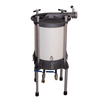 Freestanding high-capacity water-powered sausage stuffer with a durable cylindrical chamber and sturdy metal legs, handcrafted in the USA and Amish made, perfect for Kitchen & Food and Butchering Supplies collections.