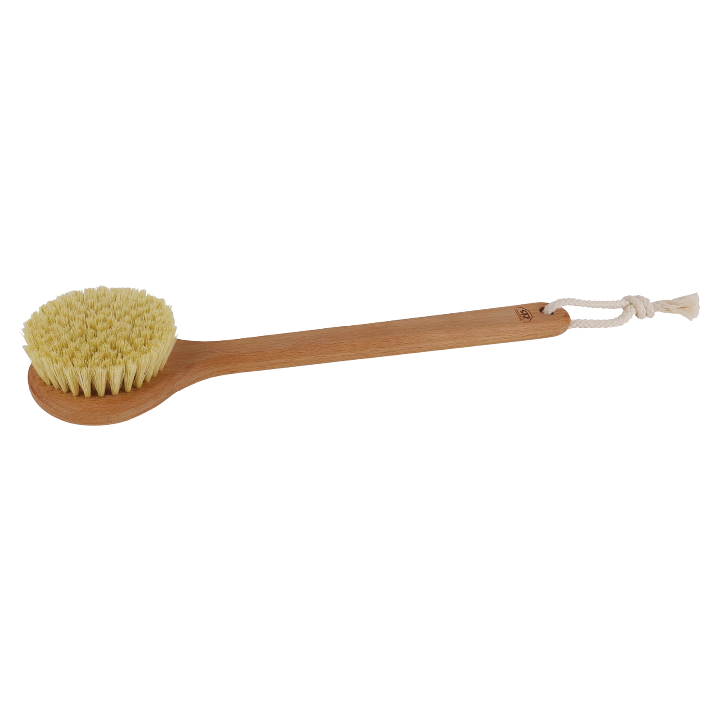 Handcrafted round bath brush with firm Tampico bristles and a smooth oiled beechwood handle with hanging loop, designed for invigorating exfoliation in Health & Wellness, Grooming and Personal Hygiene, Best Sellers, and Promo Eligible collections.