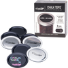 Pack of 8 blackboard jar disc lids with silver rims and colorful chalk writing, reusable and ideal for labeling wide-mouth jars; fits Home & Decor, Best Sellers, Promo Eligible collections.