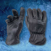 Ergonomically designed fleece-lined cowhide leather driver gloves with waterproofing, winged thumb, and patented double wedge curve, ideal for farm, garden, and hand tools collections.