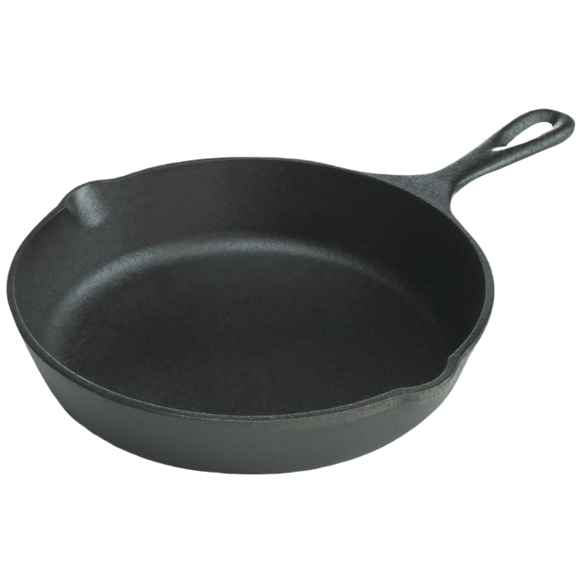 Pre-seasoned cast iron skillet with a classic black finish and ergonomic handle, offering superior heat retention and durability for Kitchen & Food, Cookware, Cast Iron, Best Sellers, and Promo Eligible collections.