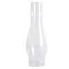Clear glass oil lamp chimney with a 2-5/8 inch base and bulbous midsection, handcrafted for use with vintage round wick lamps, featured in Lamps & Lighting, Parts and Accessories, and Chimneys and Globes collections.