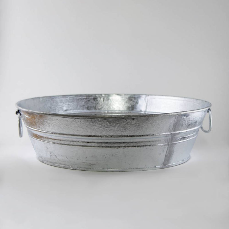 Low flat steel tub with durable wire handles, watertight and weather-resistant for versatile use indoors or outdoors in Home & Decor, Farm, Garden & Tool, and Animal Care collections.