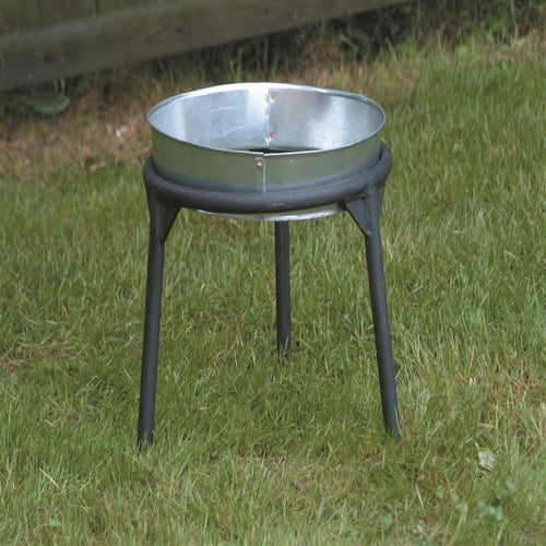 Heavy-duty three-legged stand with copper finish, handcrafted in USA, designed for stable support with 11-14" clearance, ideal for camping, kitchen, garden, and cookware use.
