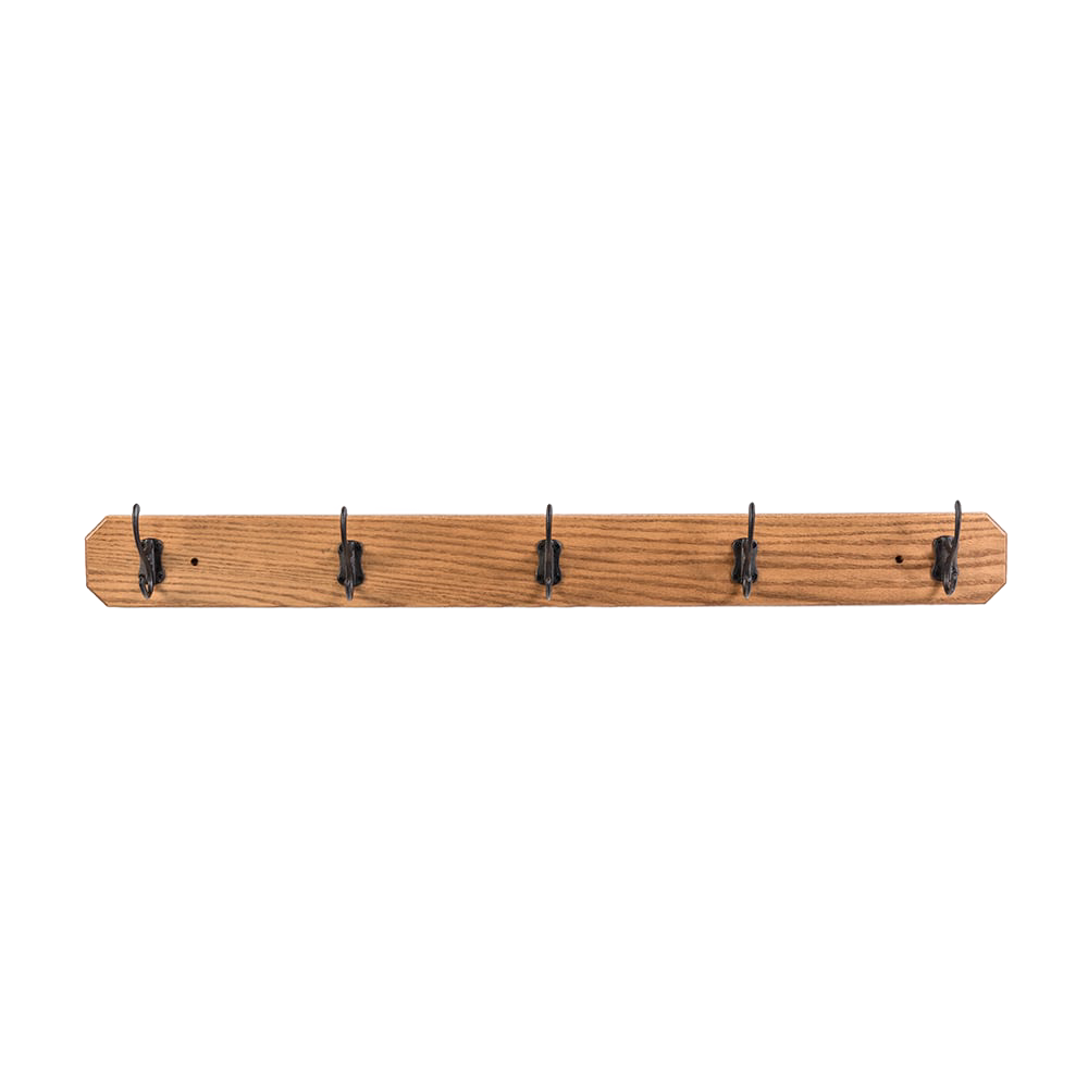 Handcrafted oak wallboard with five metal hooks, Amish made in the USA, designed for organized storage in Home & Decor, Household Helpers, Amish Made, and Best Sellers collections.