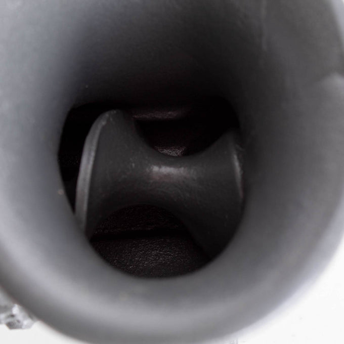 Close-up view inside the feed tube of a heavy-duty bolt-down meat grinder showing the rotating auger, part of a professional-grade kitchen and butchering tool made in the USA, featured in Kitchen & Food, Specialty Equipment, Butchering Supplies, USA Made, Best Sellers, and Promo Eligible collections.