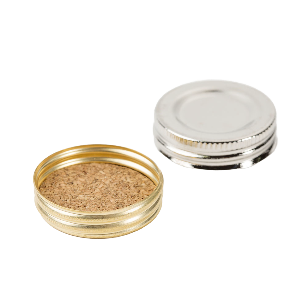 Two metal oil lamp caps with threaded edges, one showing a cork inner lining, part of Lamps & Lighting, Parts and Accessories, Lamp Burners and Collars, Best Sellers, Promo Eligible collections.