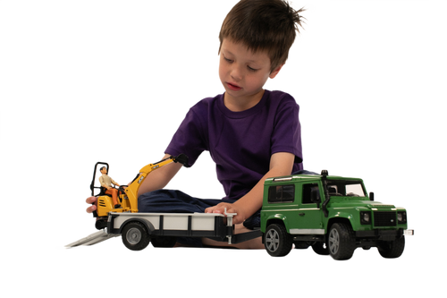 Bruder Toys Land Rover Defender with Trailer & JCB Excavator