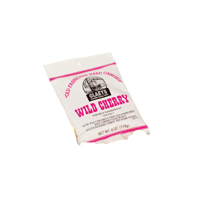 Bag of handcrafted Wild Cherry flavored old-fashioned hard candies made in USA, part of Kitchen & Food, Snacks and Sweets, USA Made, and Best Sellers collections.