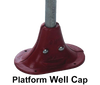 Handcrafted red platform well cap made in USA, designed for use with deep well pumps, featured in Appliances, USA Made, Water Pumps, and Deep Well Pumps collections.