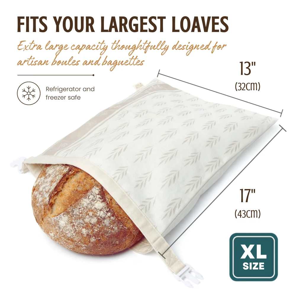 Reusable XL Beeswax Bread Bags - Set of 2