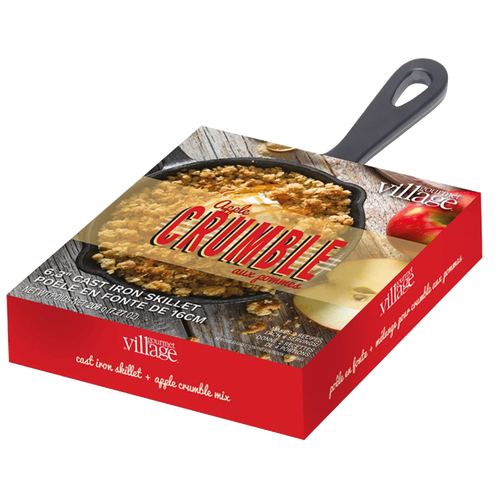 Unique handcrafted apple crumble mix packaged with a 6-inch cast iron skillet, perfect for Kitchen & Food, Dry Goods and Mixes, Best Sellers, and Promo Eligible collections.