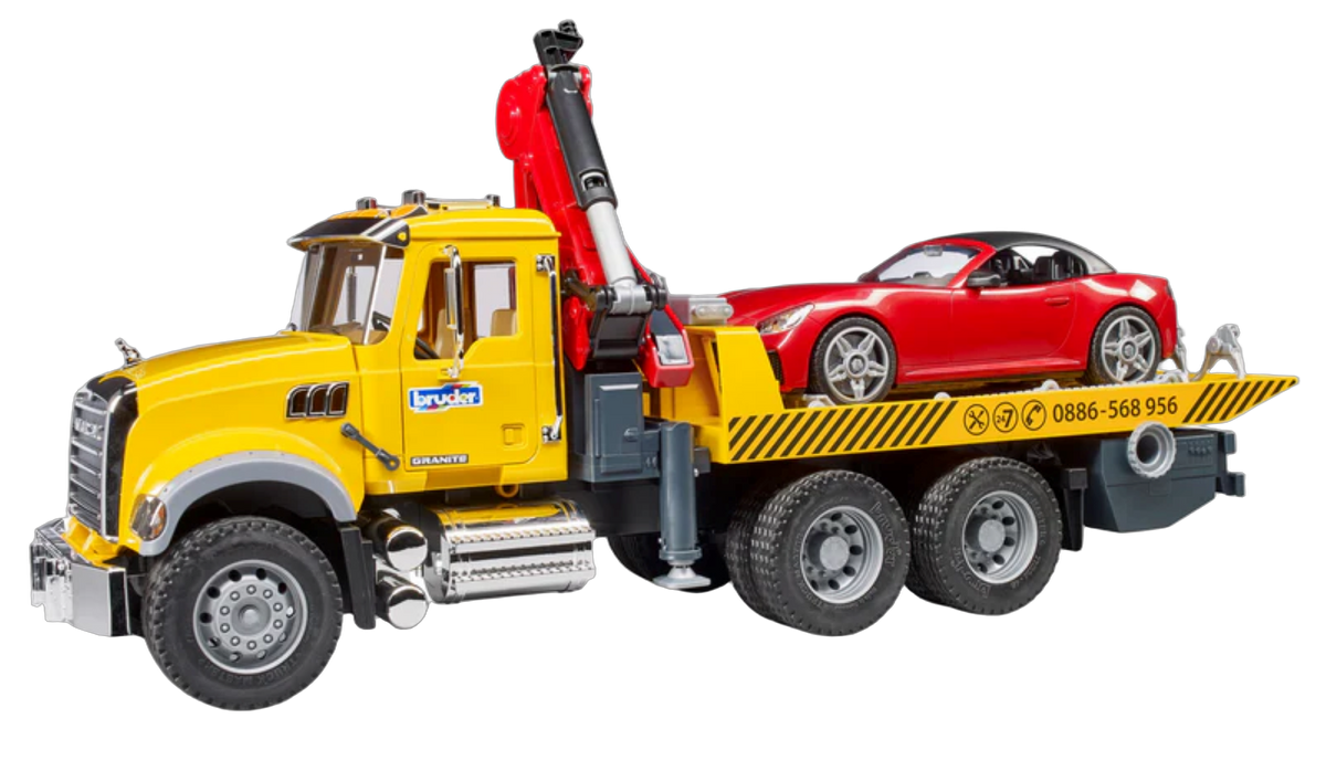 Bruder Toys MACK Granite Tow Truck with Roadster