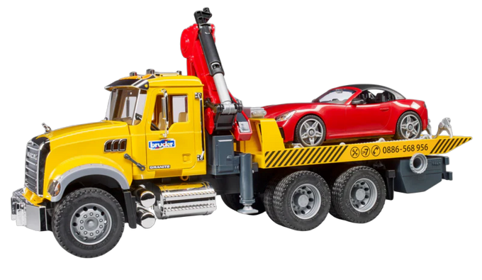 Bruder Toys MACK Granite Tow Truck with Roadster