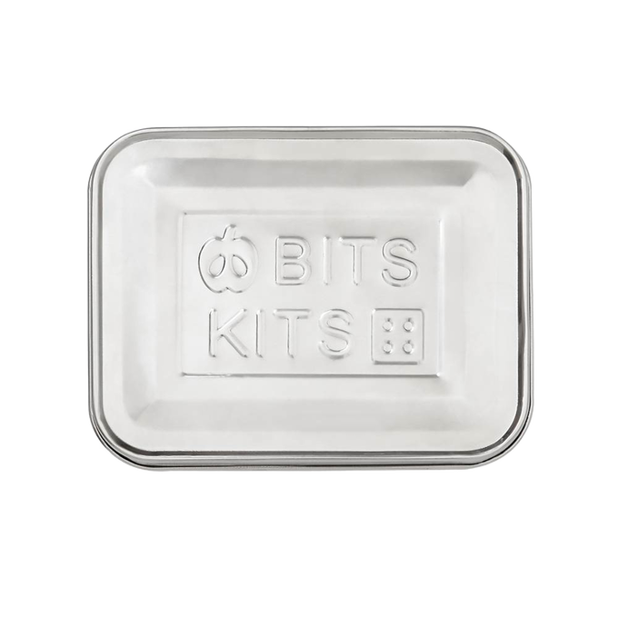 Rectangular stainless steel snack container with embossed branding on lid, designed for durable, reusable food storage in Kitchen & Food, Storage and Serving, and Best Sellers collections.