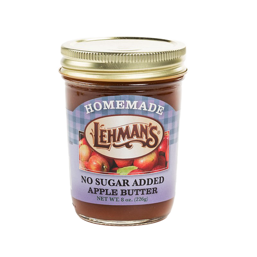 Jar of handcrafted Lehman's no sugar added apple butter made with all-natural ingredients, Amish made in USA, ideal for Kitchen & Food, Pantry, Peanut Butter & Jellies, USA Made, Best Sellers collections.