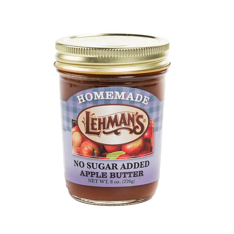 Jar of handcrafted Lehman's no sugar added apple butter made with all-natural ingredients, Amish made in USA, ideal for Kitchen & Food, Pantry, Peanut Butter & Jellies, USA Made, Best Sellers collections.