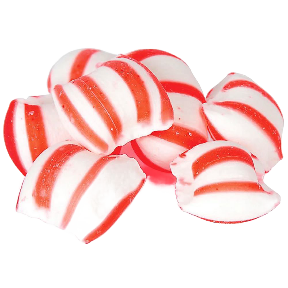Handcrafted red and white striped sugar puffs with a light, airy texture, made in the USA, ideal for Kitchen & Food, Snacks and Sweets, USA Made, Best Sellers, and Promo Eligible collections.